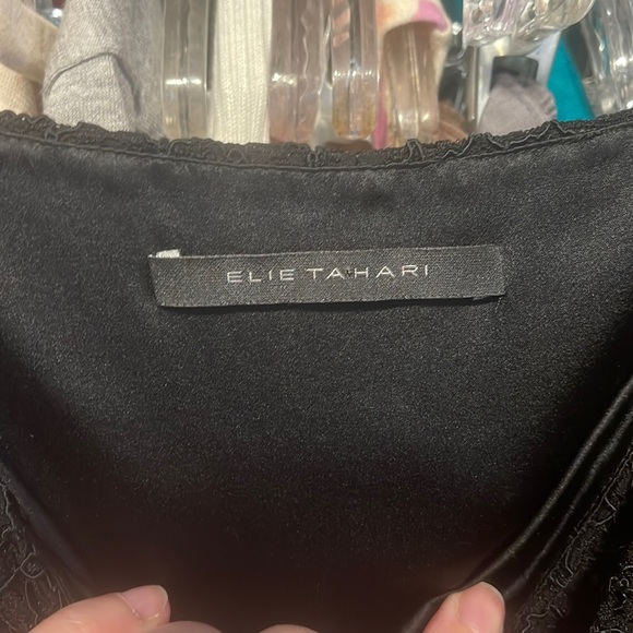 ELIE TAHARI 8 black lace sheath dress silk blend Y2K style slip holiday party - Picture 3 of 8